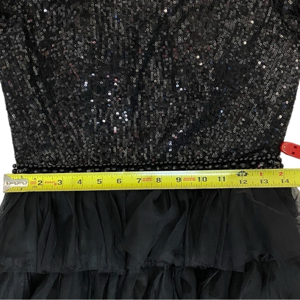 Mac Duggal long sleeve teired ruffle midi dress - Picture 13 of 15